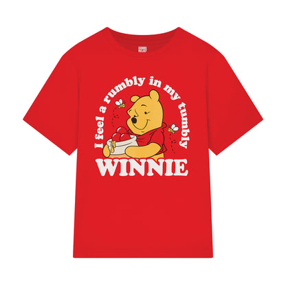 Kids Red Winnie The Pooh Rumbly Tumbly T-⁠shirt