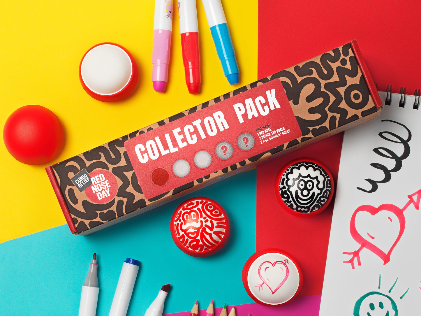 Official 2026 Red Nose Collector Pack featuring Mr Doodle